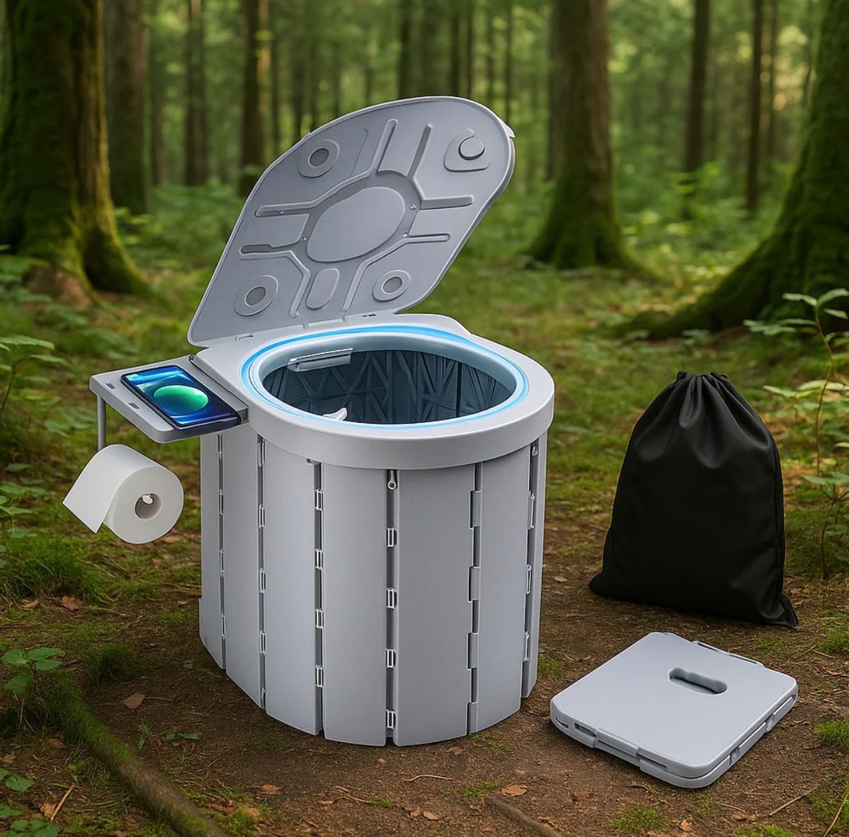 Toaleta Portabila Pliabila Camping, FEEL GOOD PLUS, ABS Premium 200KG Ultra Rezistenta Compacta 36x29x30CM Neamtul.ro