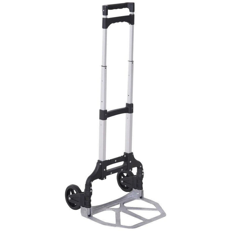 Cărucior Pliabil Inox pentru Cumpărături cu Platformă și Mâner Extensibil - Capacitate 70kg Glorio