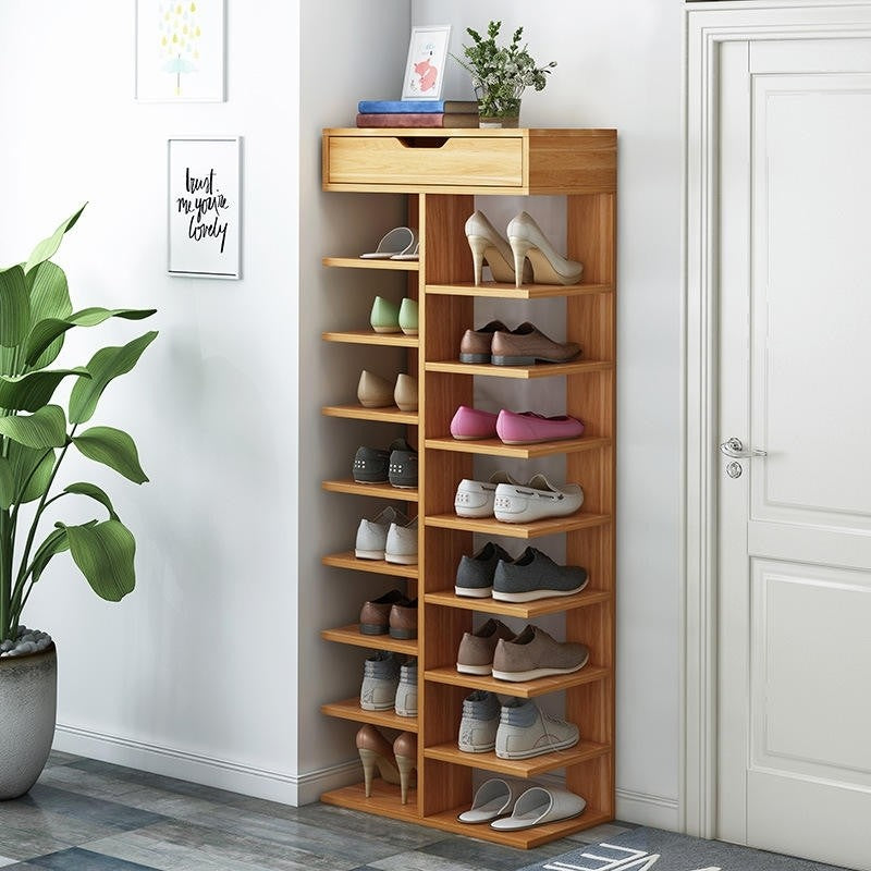 Pantofar din Lemn Nature, 7 Polițe Spatioase, Versatil - 111 x 40 x 22 CM Glorio