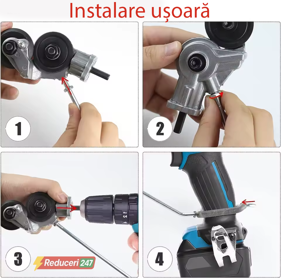 Adaptor Profesional Tăiere Tablă pentru Bormașină cu Role de Ghidaj Glorio