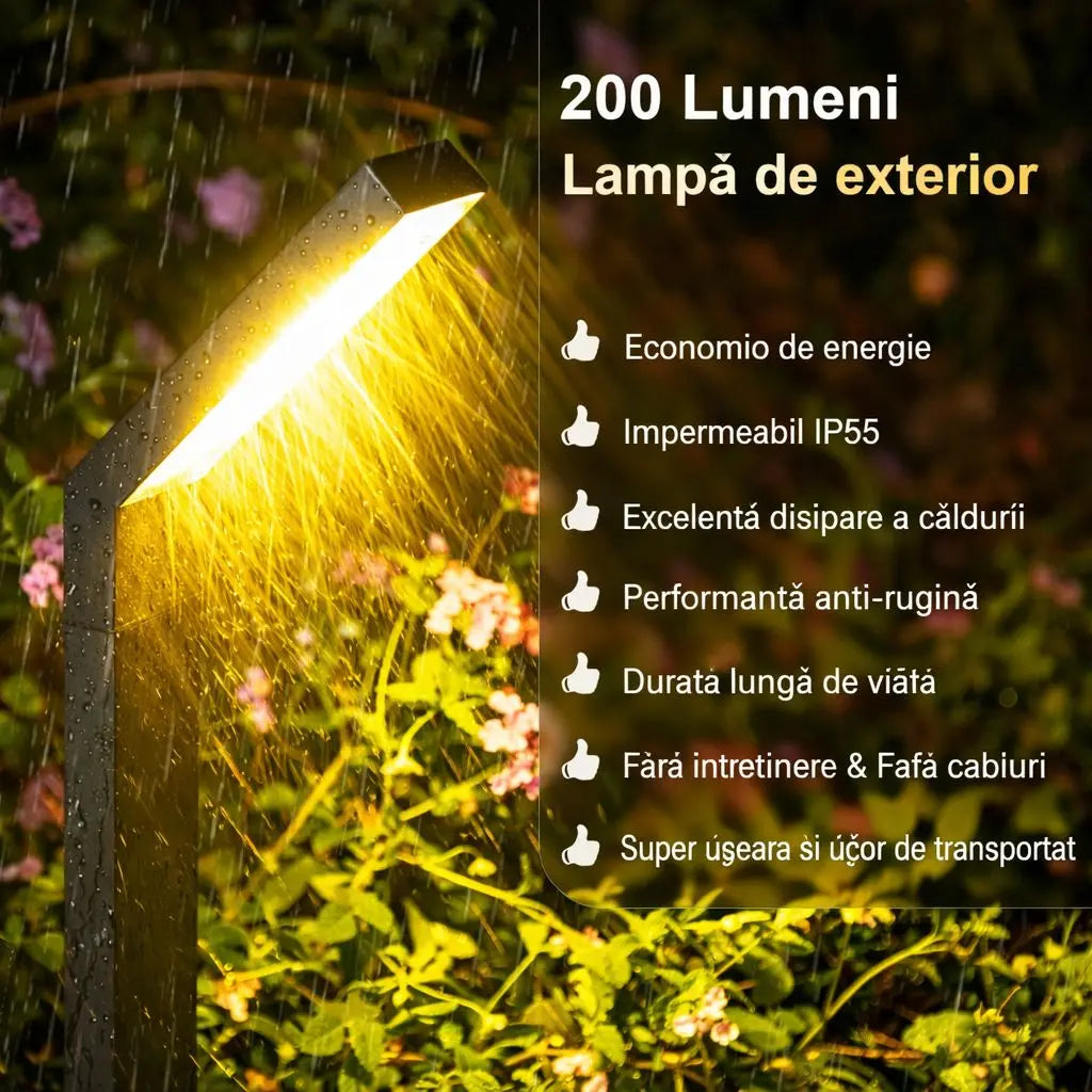 Lampa Solara LED Pentru Gradina – 200 Lumeni Neamtul.ro