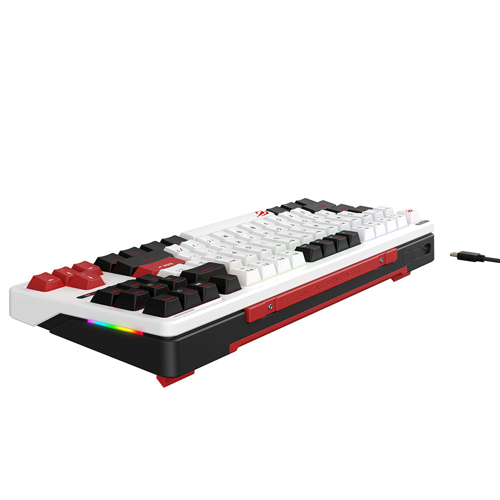 Havit - Gaming Keyboard (KB902L) - USB-C, with RGB Lights, 1.8m, 200mA - Black / White / Red Glorio