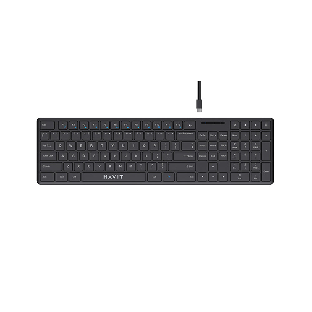 Havit - Wired Keyboard (KB252) - USB-C, 300mA, 1.5m, 5V - Black Glorio