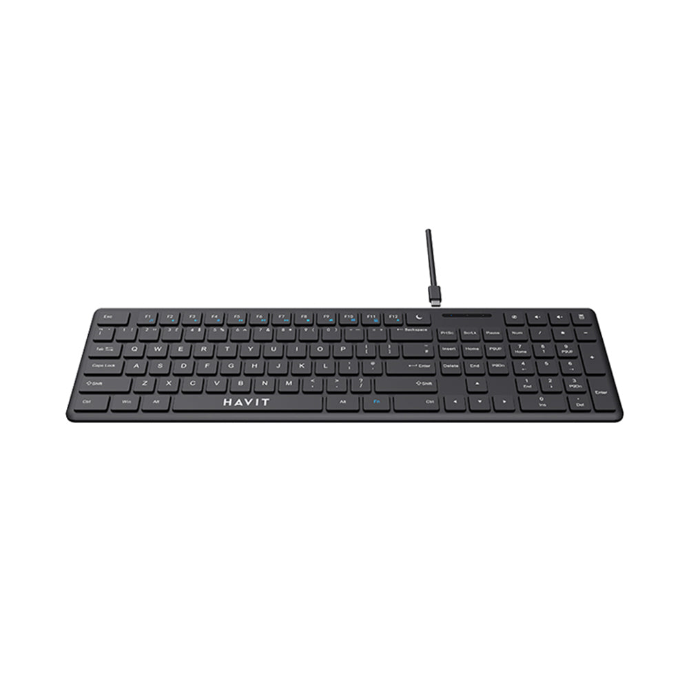 Havit - Wired Keyboard (KB252) - USB-C, 300mA, 1.5m, 5V - Black Glorio