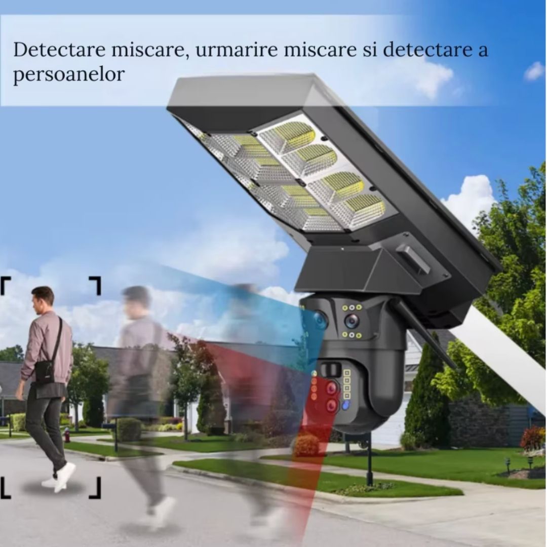 Lampa Solara cu Camera de Supraveghere SIM 4G, Aplicatie Mobila V380, 1920x2160, Microfon + Difuzor incorporat Glorio