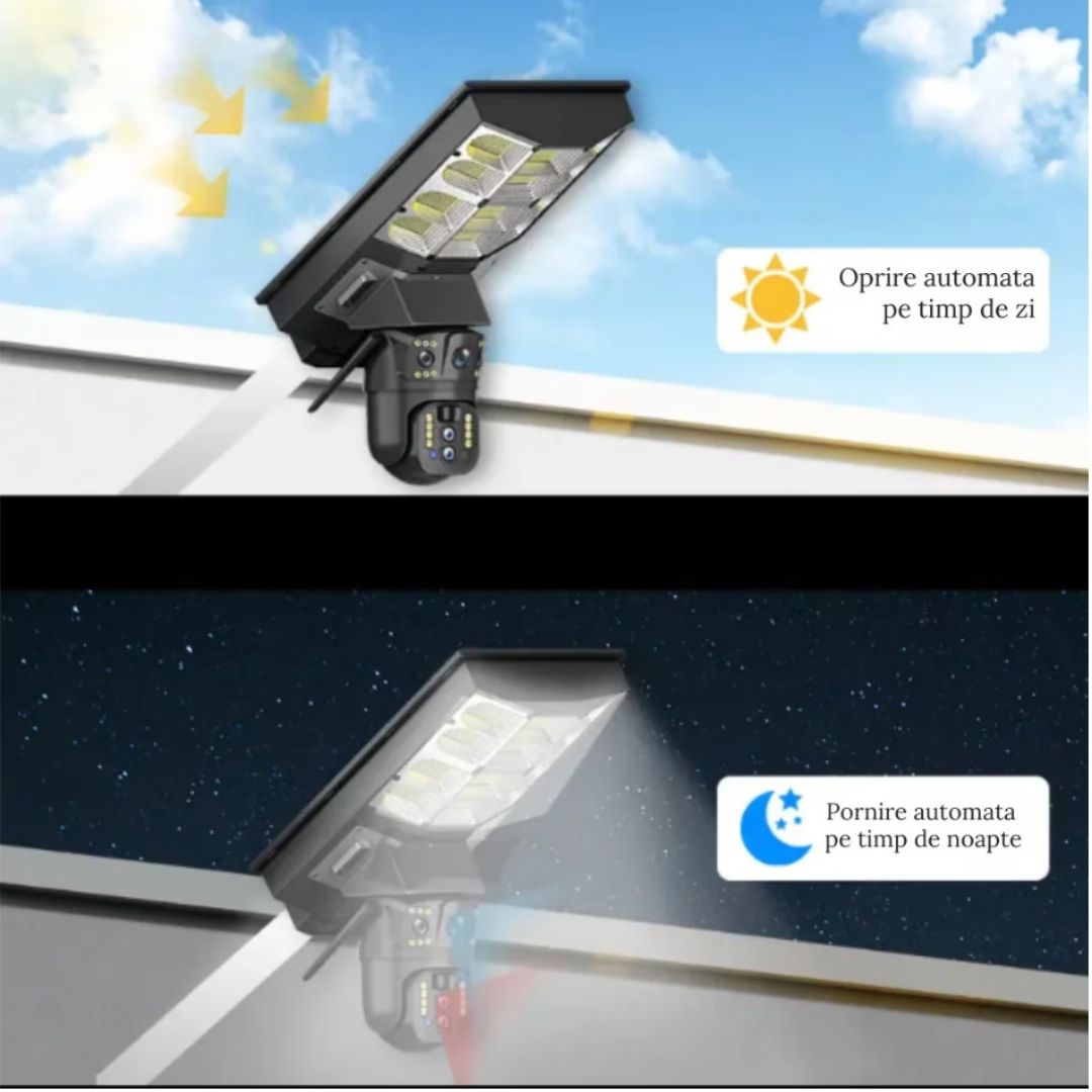 Lampa Solara cu Camera de Supraveghere SIM 4G, Aplicatie Mobila V380, 1920x2160, Microfon + Difuzor incorporat Glorio