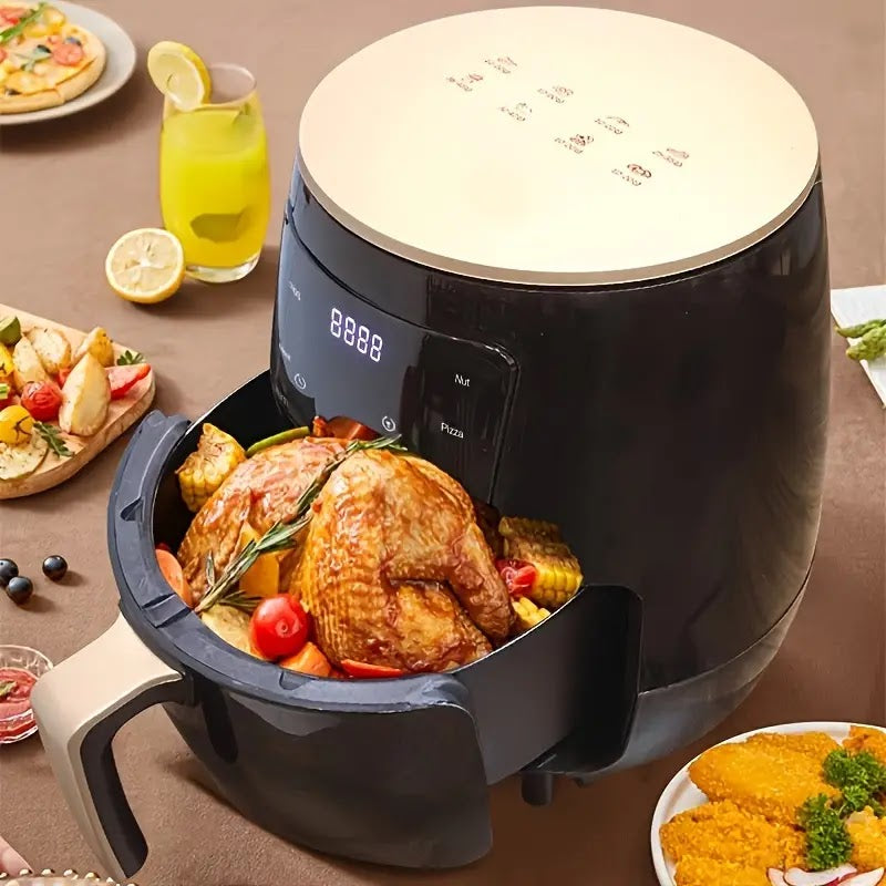 Friteuza cu aer cald AirFryer 3000W, capacitate 6L si afisaj digital + 100 hartii de copt cadou Glorio