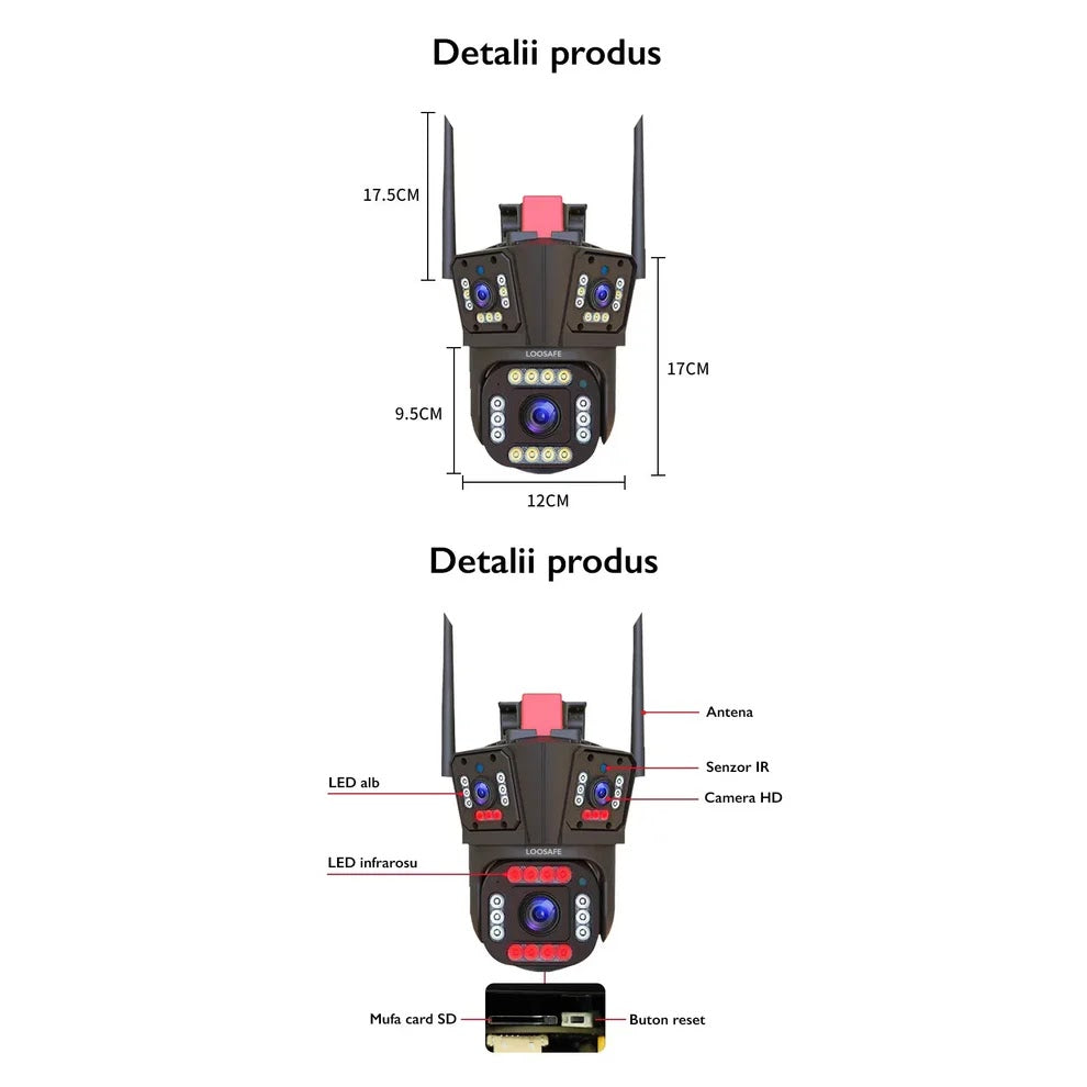 Camera de Securitate 4G Rotativa Full HD 5 MP Glorio