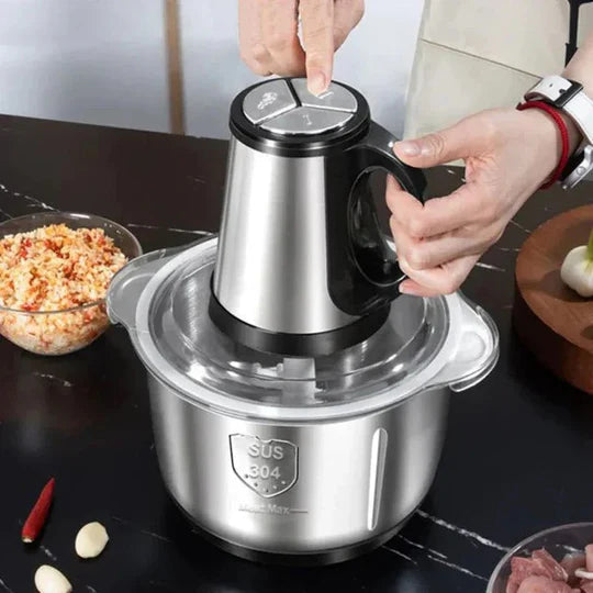 Tocator Electric Multifunctional, Pentru Carne, Fructe, Legume, Cu 2 Trepte de Viteza, Vas Inox, Capacitate Glorio.ro