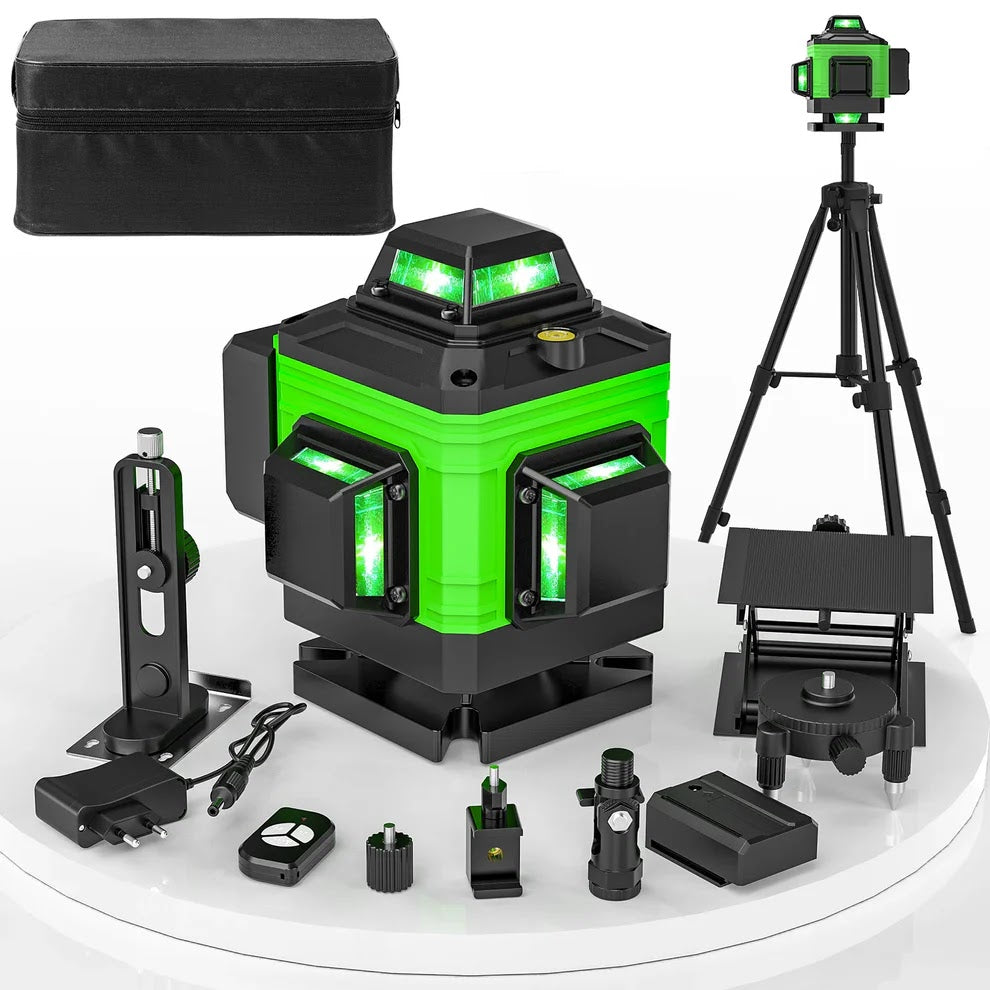NIVELA LASER 16 LINII - 4D, 2 ACUMULATORI SI 10 ACCESORII Glorio