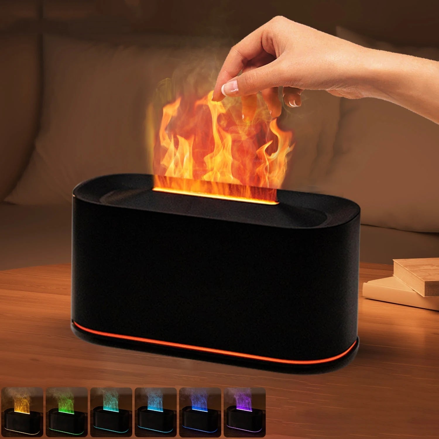 Umidificator de camera HUMID2, efect de flacara, difuzor ultrasonic aromaterapie Glorio