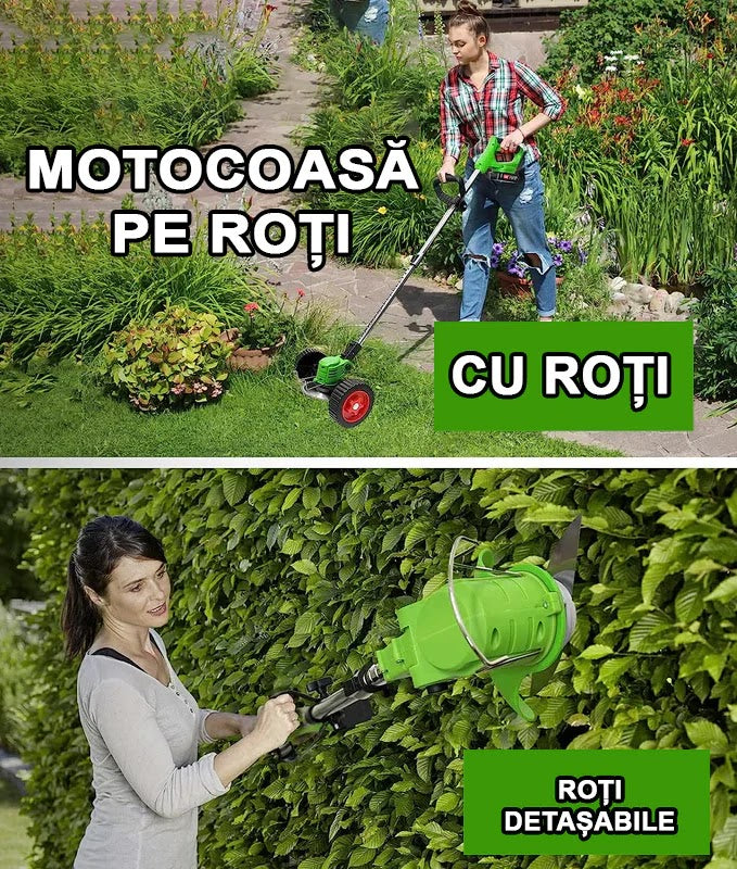 MOTOCOASA ELECTRICA CU ROTI 1000W + 10 accesorii cadou Glorio