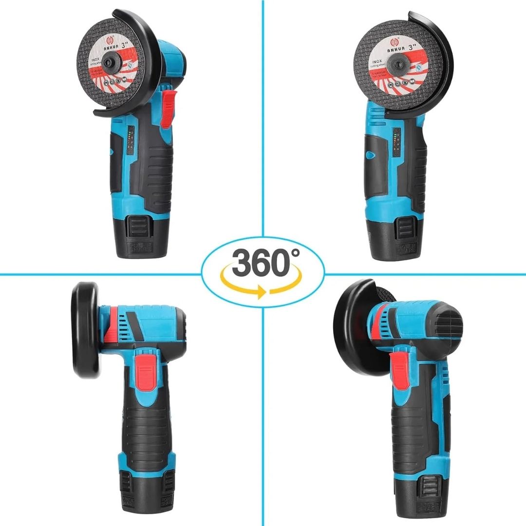 Mini Polizor Unghiular Flex Electric 48 v cu 2 Acumulatori, 5  Discuri Incluse Glorio