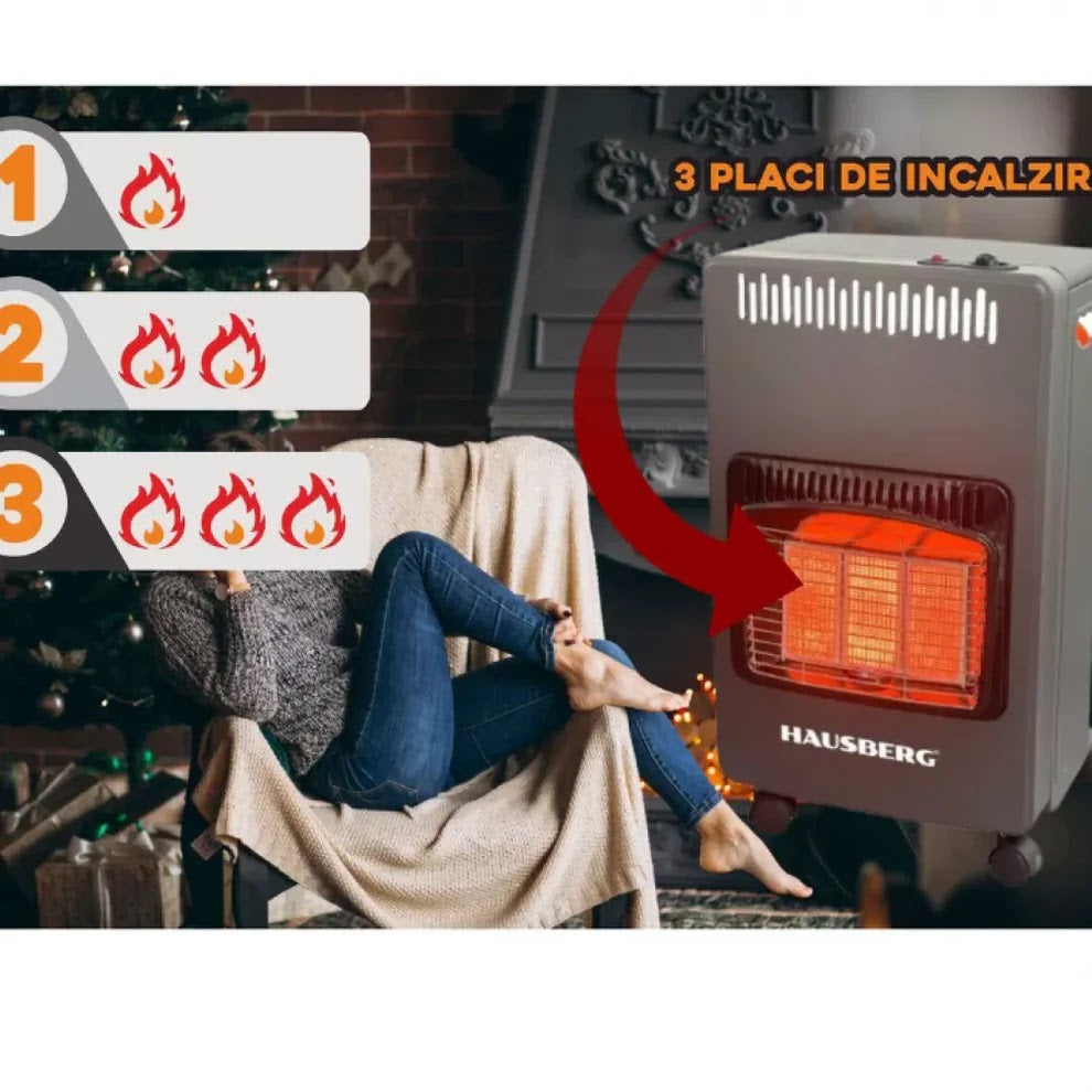 Soba pe gaz si electric Hausberg HB-1022NG, 4.2 kW Glorio