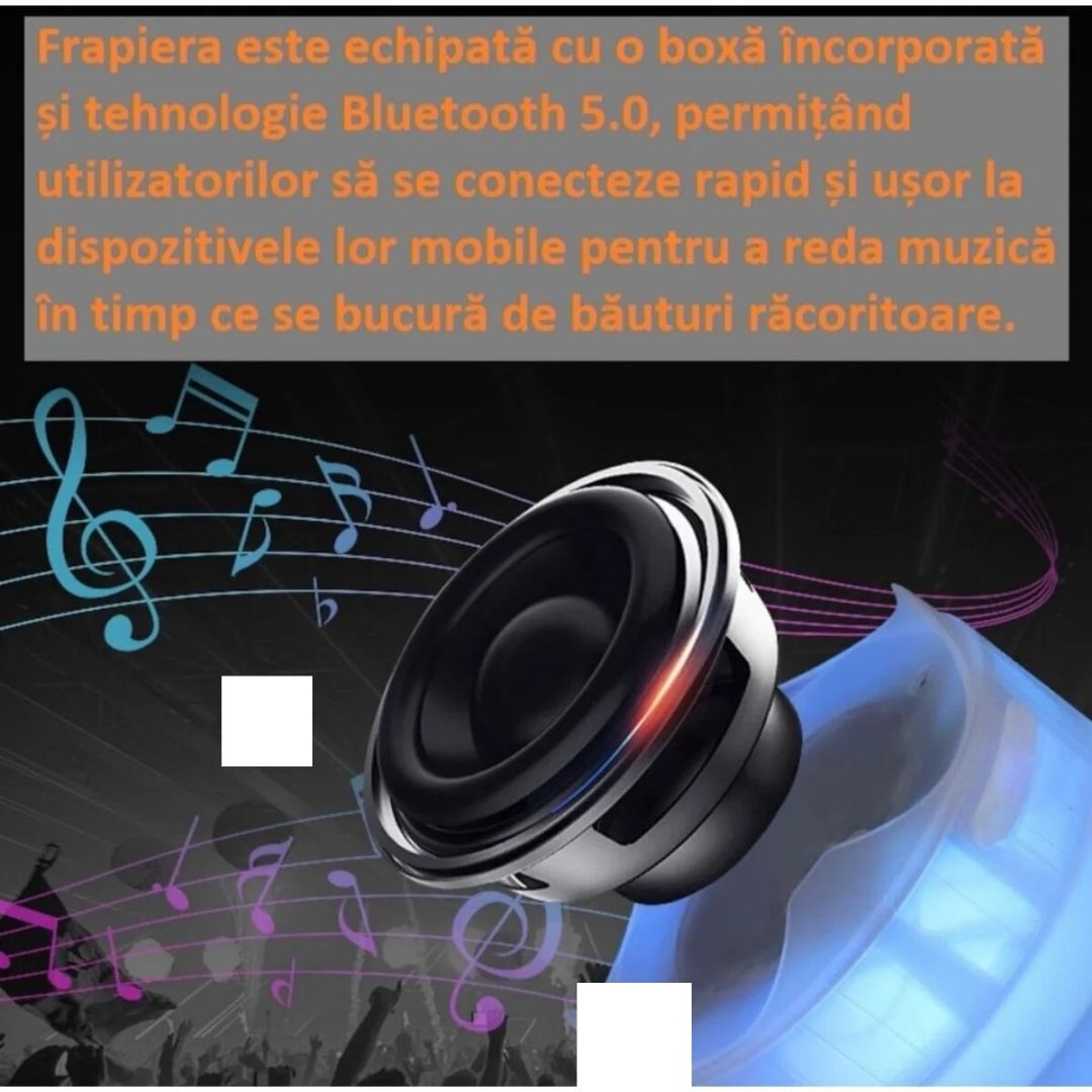 Frapieră cu Bluetooth și Iluminare LED – Portabilă, Elegantă, Multifuncțională Glorio
