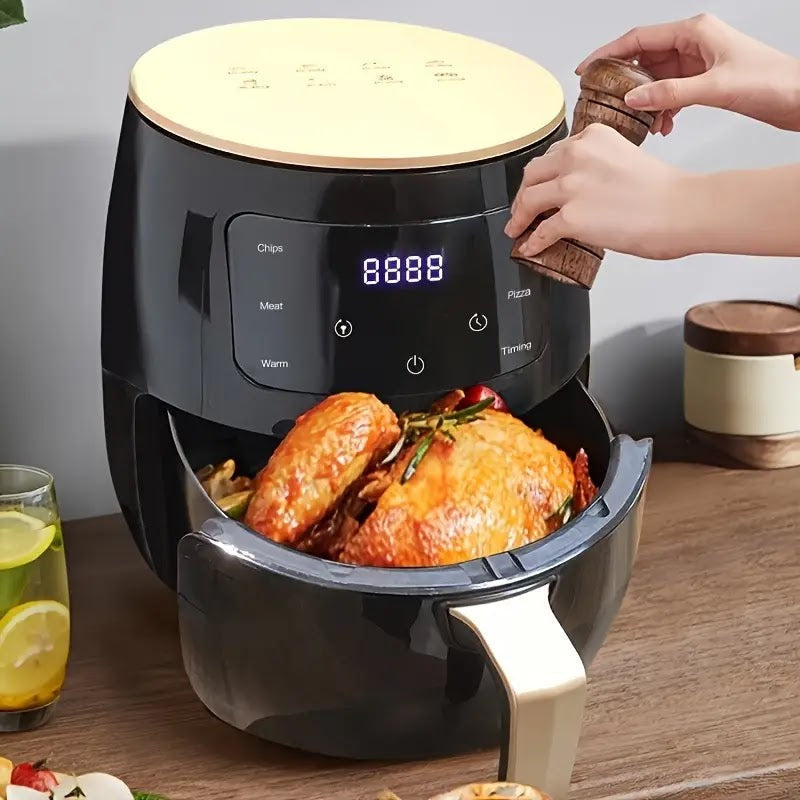 Friteuza cu aer cald AirFryer 3000W, capacitate 6L si afisaj digital + 100 hartii de copt cadou Glorio
