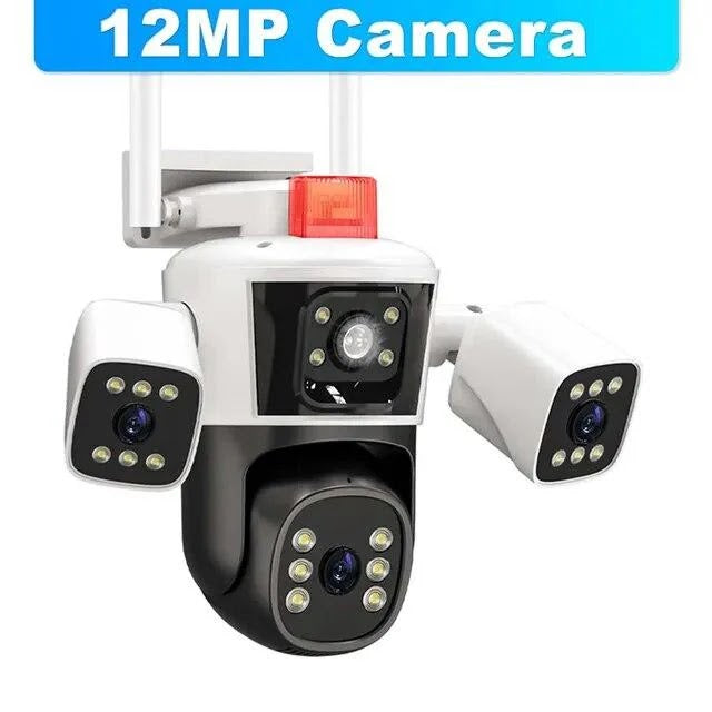 Camera de Supraveghere WIFI 5K, 12MP, 3 lentile, 3 ecrane, Control din telefon, Urmarire subiect, Microfon si difuzor incorporate Glorio