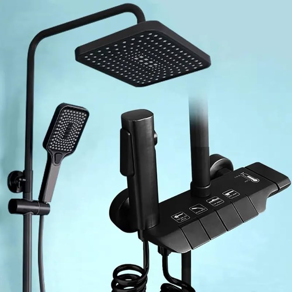 Set de Dus Lux Black - Cu Afisaj Digital si Functie Termostatica Rotire 360 Glorio