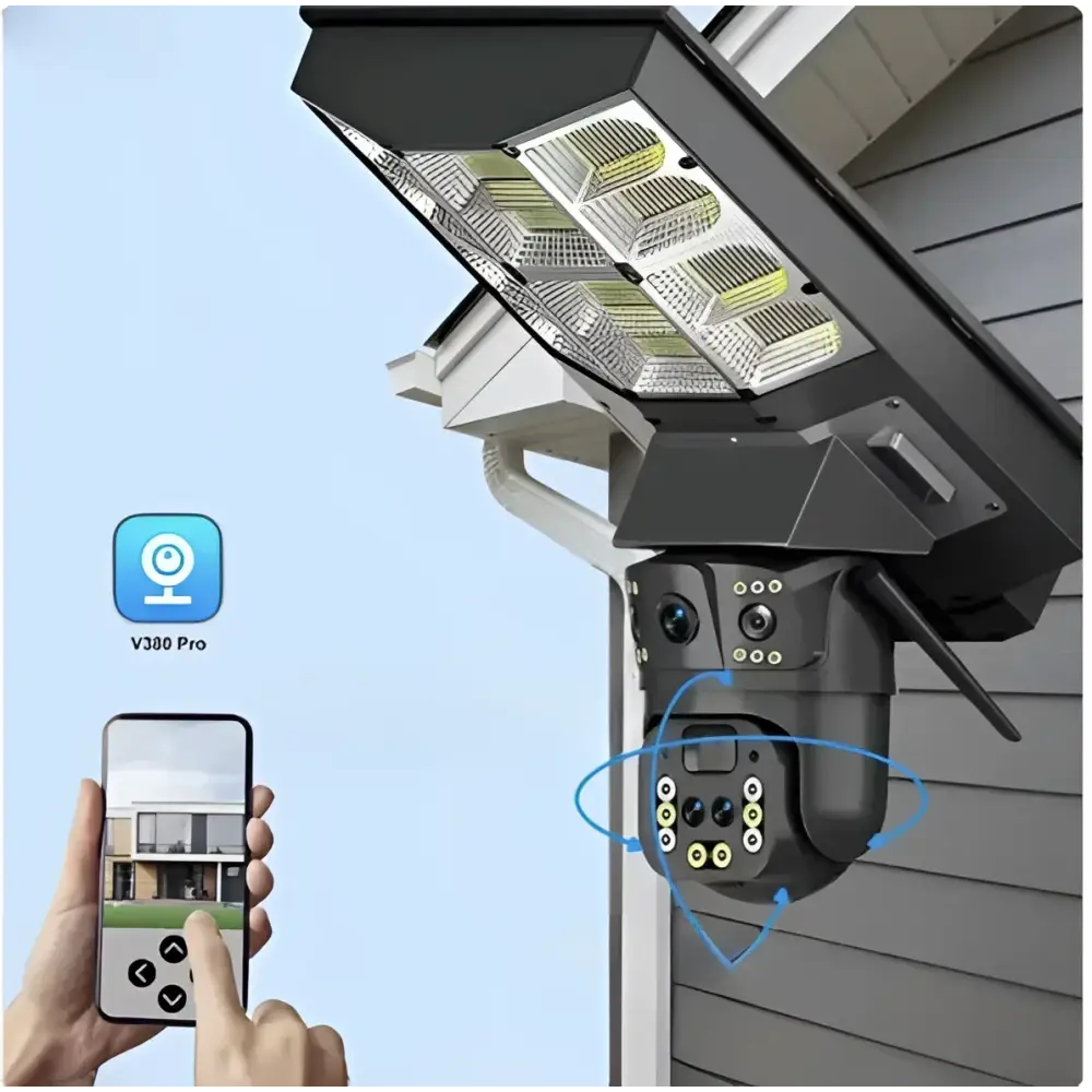 Lampa Solara cu Camera de Supraveghere SIM 4G, Aplicatie Mobila V380, 1920x2160, Microfon + Difuzor incorporat Glorio