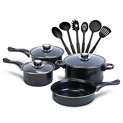 Set 13 piese oale si cratite, longziming, cu capac din sticla, antiaderent, din fier Glorio