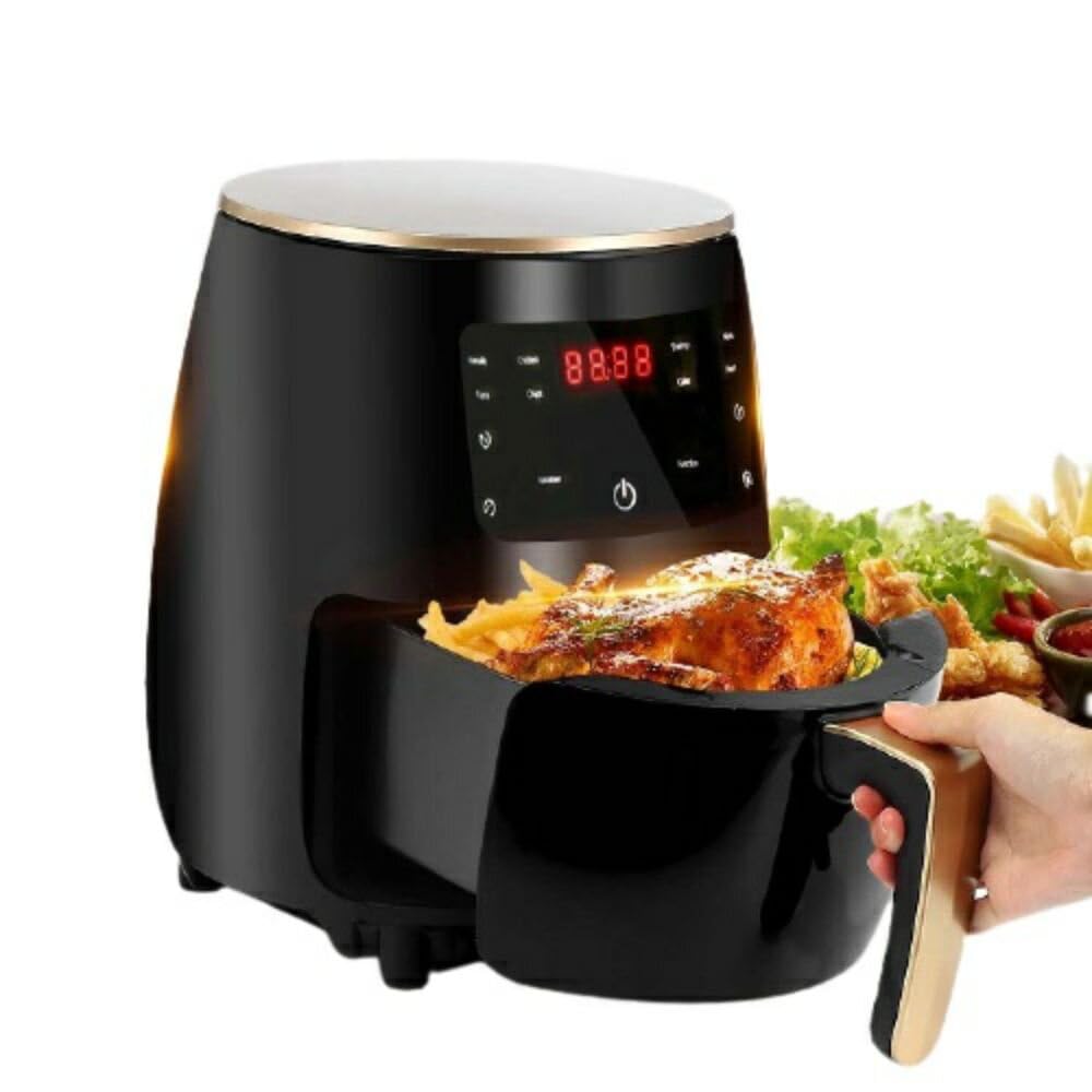 Friteuza cu aer cald AirFryer 3000W, capacitate 6L si afisaj digital + 100 hartii de copt cadou Glorio