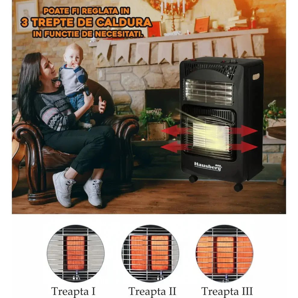 Soba pe gaz si electric Hausberg HB-1022NG, 4.2 kW Glorio