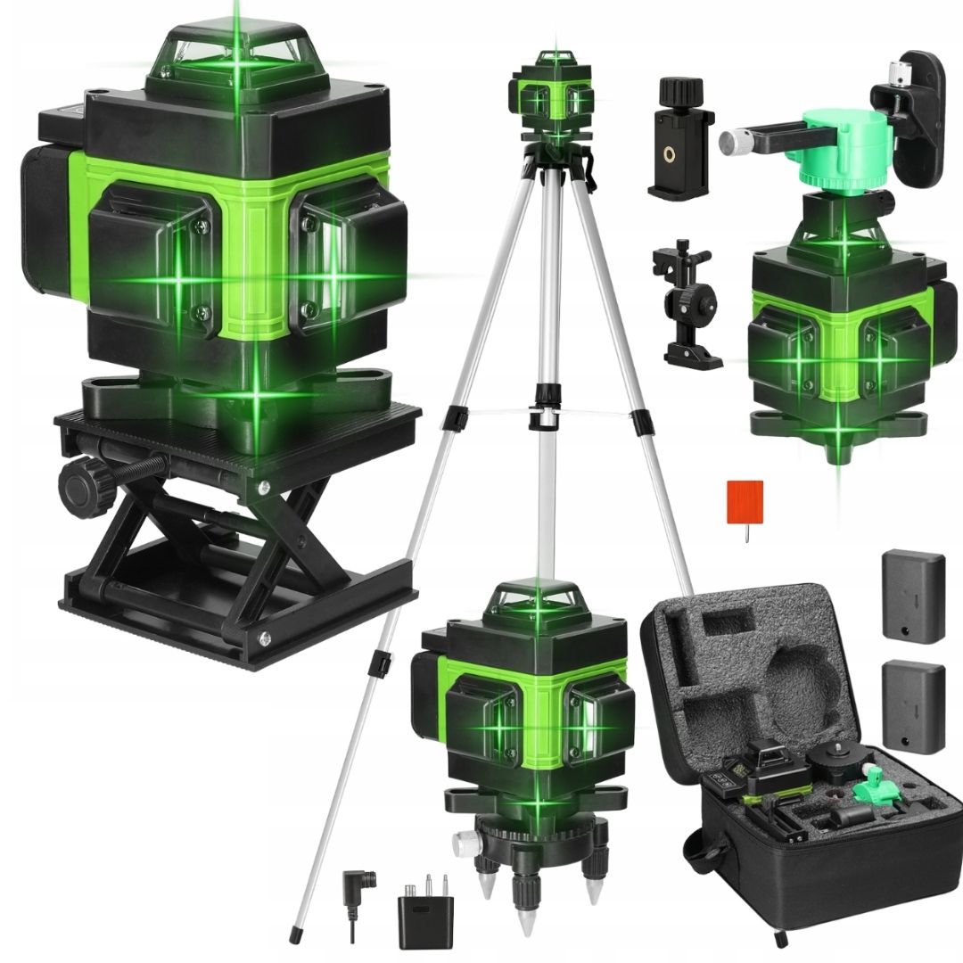 NIVELA LASER 16 LINII - 4D, 2 ACUMULATORI SI 10 ACCESORII Glorio