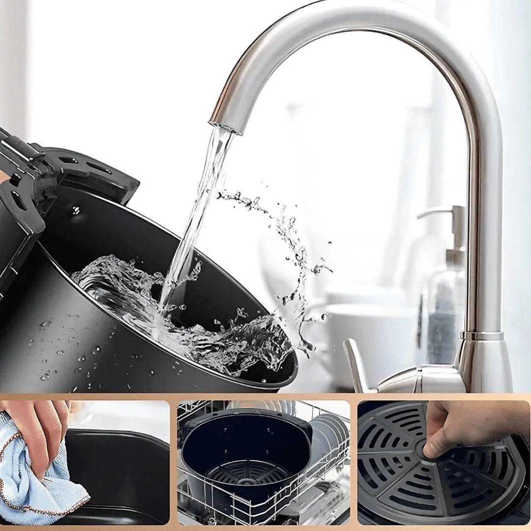 Friteuza cu aer cald AirFryer 3000W, capacitate 6L si afisaj digital + 100 hartii de copt cadou Glorio