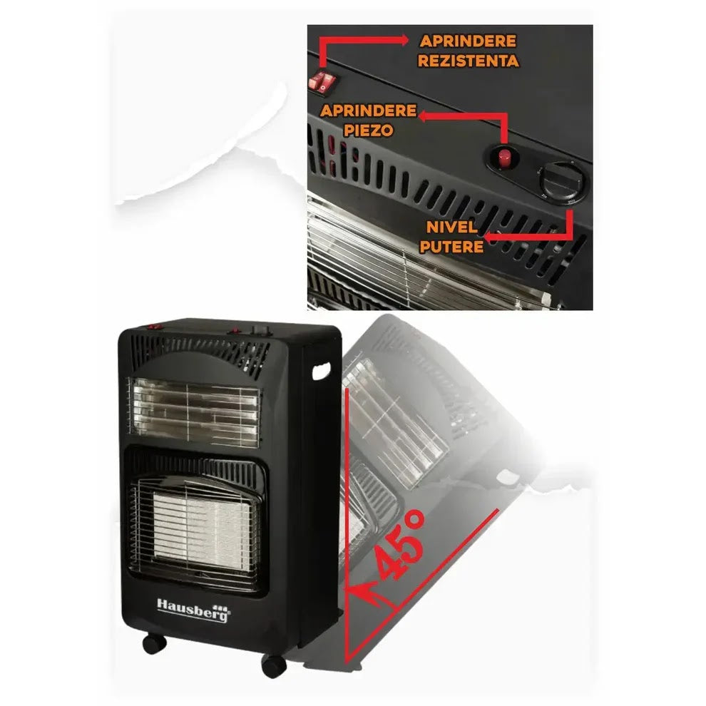 Soba pe gaz si electric Hausberg HB-1022NG, 4.2 kW Glorio