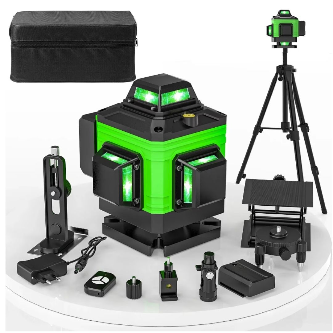 NIVELA LASER 16 LINII - 4D, 2 ACUMULATORI SI 10 ACCESORII Glorio