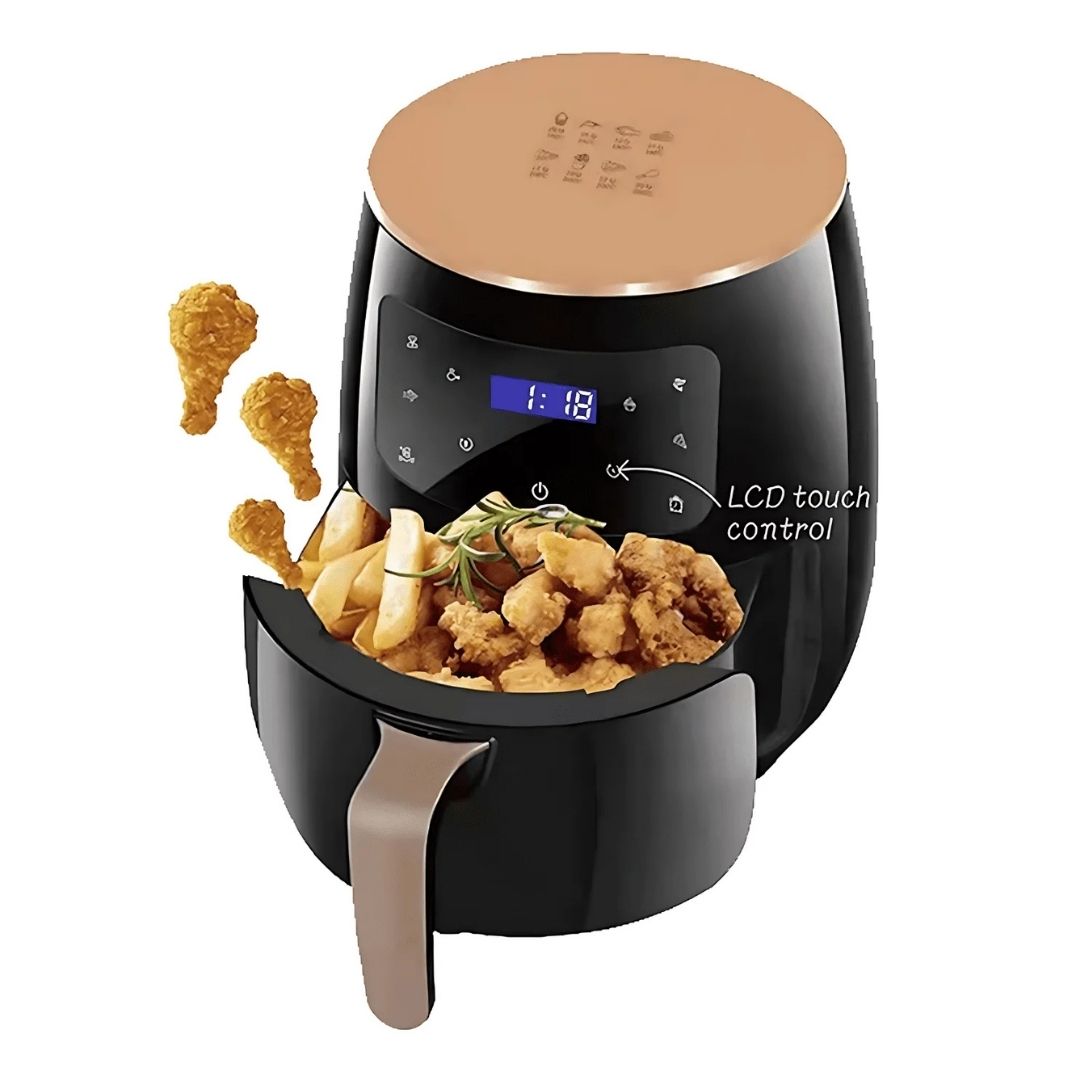 Friteuza cu aer cald AirFryer 3000W, capacitate 6L si afisaj digital + 100 hartii de copt cadou Glorio