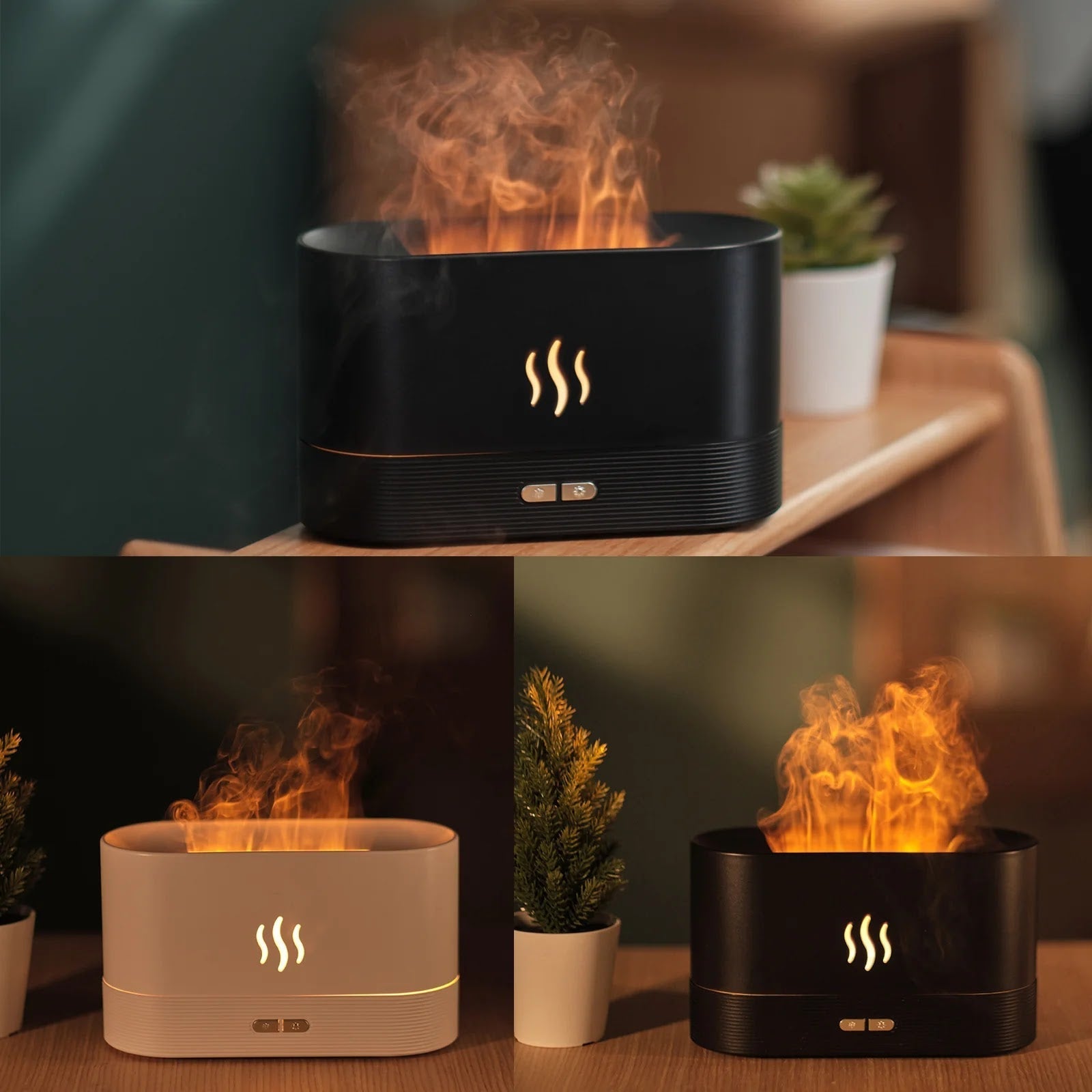 Umidificator de camera HUMID2, efect de flacara, difuzor ultrasonic aromaterapie Glorio