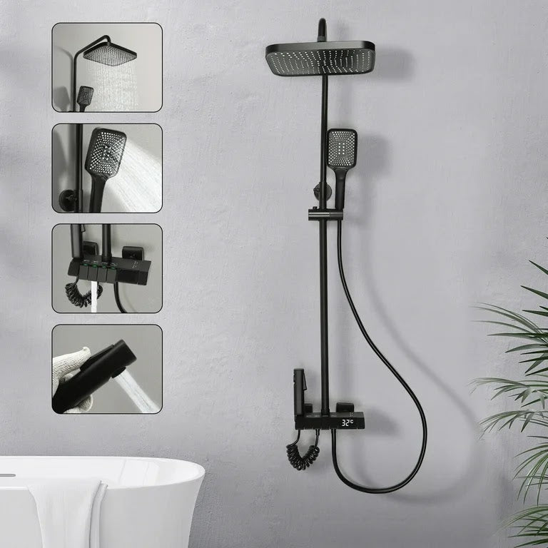 Set de Dus Lux Black - Cu Afisaj Digital si Functie Termostatica Rotire 360 Glorio