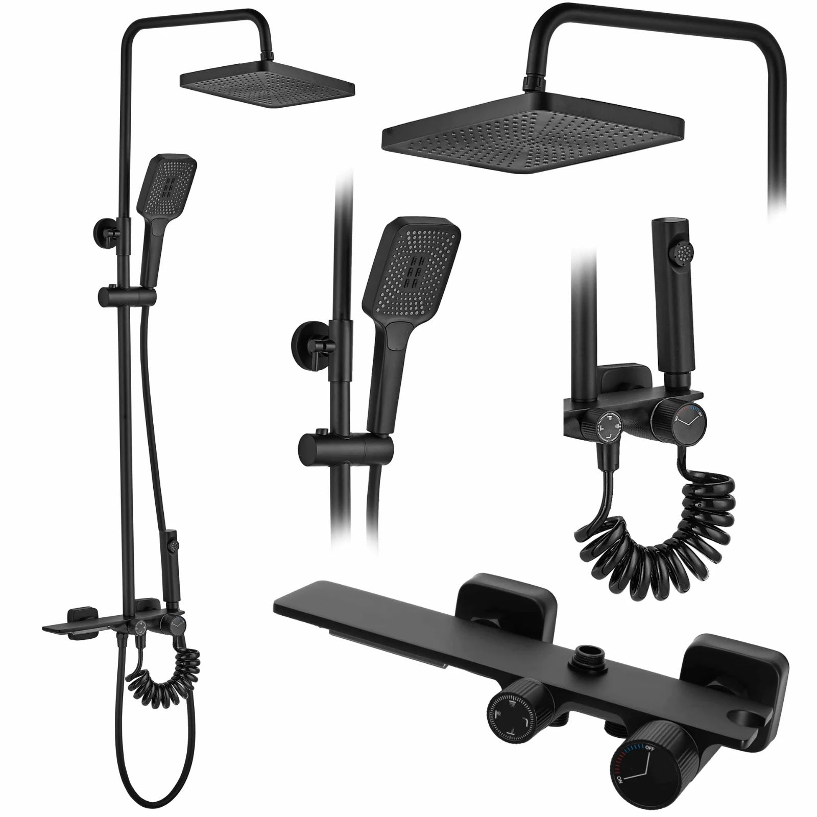 Set de Dus Lux Black - Cu Afisaj Digital si Functie Termostatica Rotire 360 Glorio
