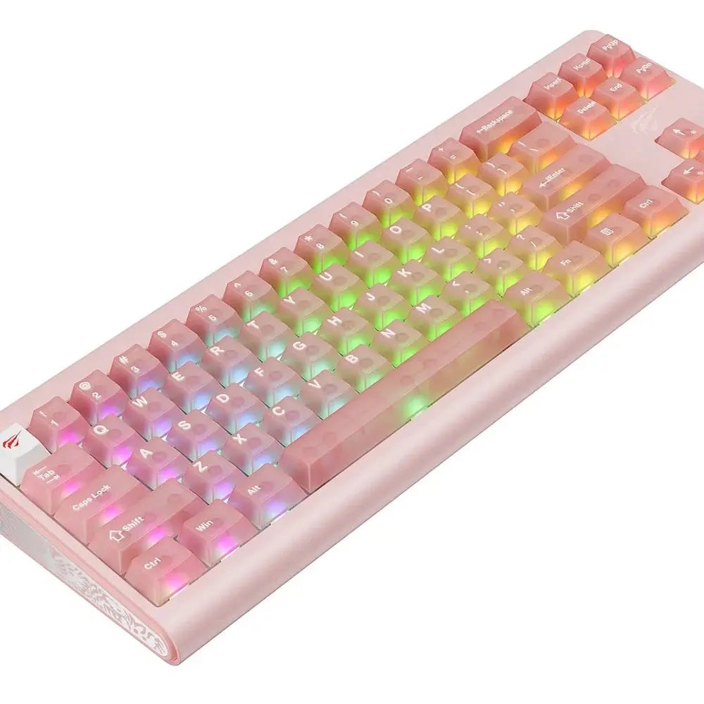 Havit - Gaming Keyboard (KB896L) - USB-C, with RGB Lights, 71 Keys, 1.2m, 350mA, 5V - Pink Glorio