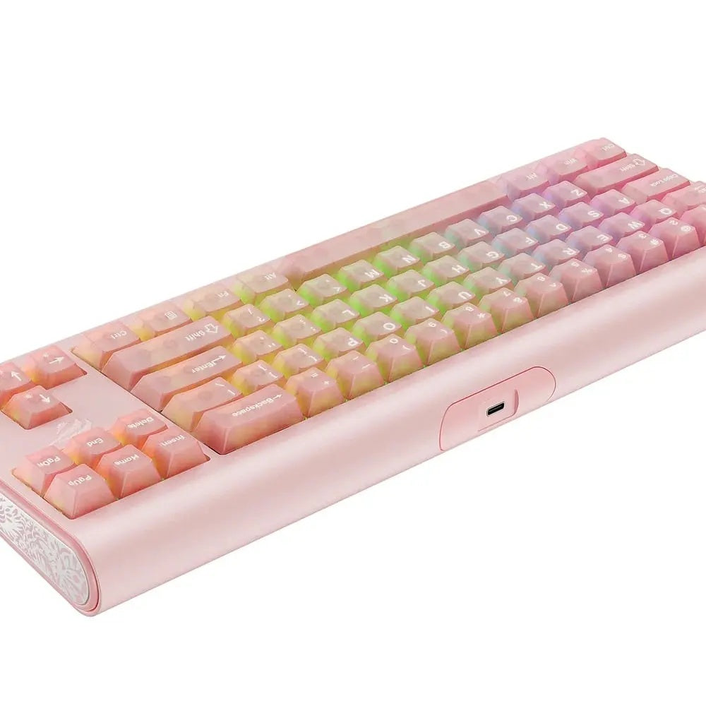 Havit - Gaming Keyboard (KB896L) - USB-C, with RGB Lights, 71 Keys, 1.2m, 350mA, 5V - Pink Glorio