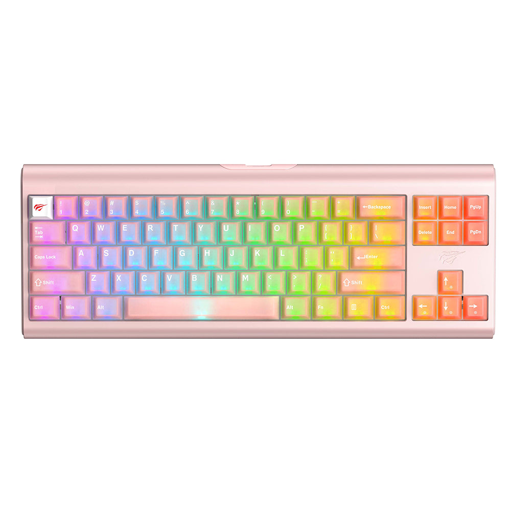 Havit - Gaming Keyboard (KB896L) - USB-C, with RGB Lights, 71 Keys, 1.2m, 350mA, 5V - Pink Glorio