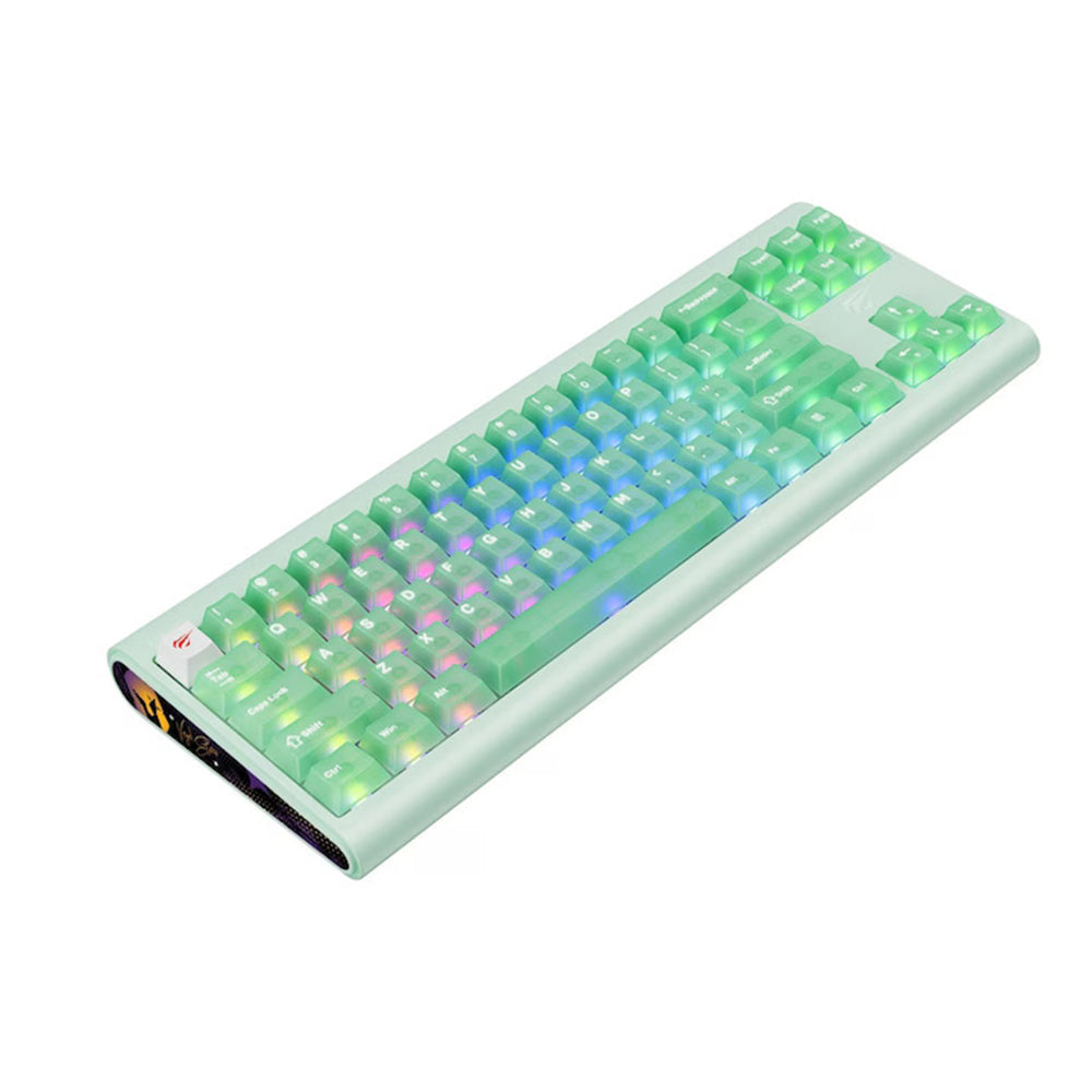 Havit - Gaming Keyboard (KB896L) - USB-C, with RGB Lights, 71 Keys, 1.2m, 350mA, 5V - Green Glorio