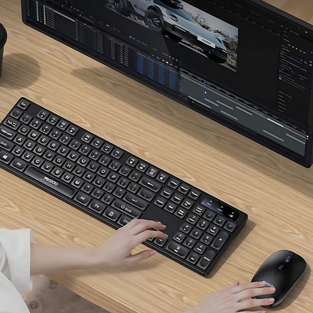 Yesido - Wireless Keyboard and Mouse Set (KB42) - 2.4GHz, 1000DPI, Plug&Play, Smart Chip - Black Glorio