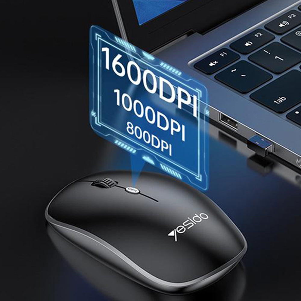 Yesido - Wireless Keyboard and Mouse Set (KB43) - 2.4GHz, 104 Keys, DPI:800-1000-1600, Fast Transmission, Low Latency - Black Glorio