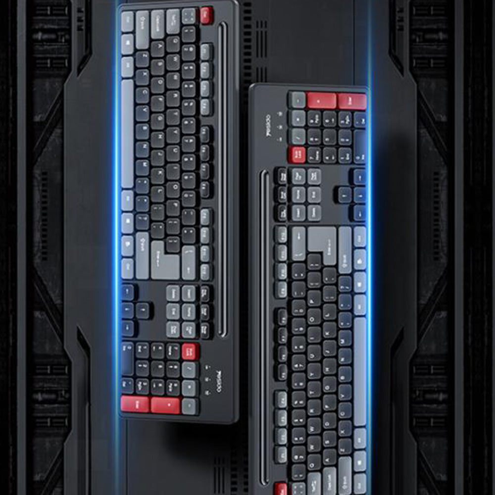 Yesido - Wireless Keyboard and Mouse Set (KB43) - 2.4GHz, 104 Keys, DPI:800-1000-1600, Fast Transmission, Low Latency - Black Glorio