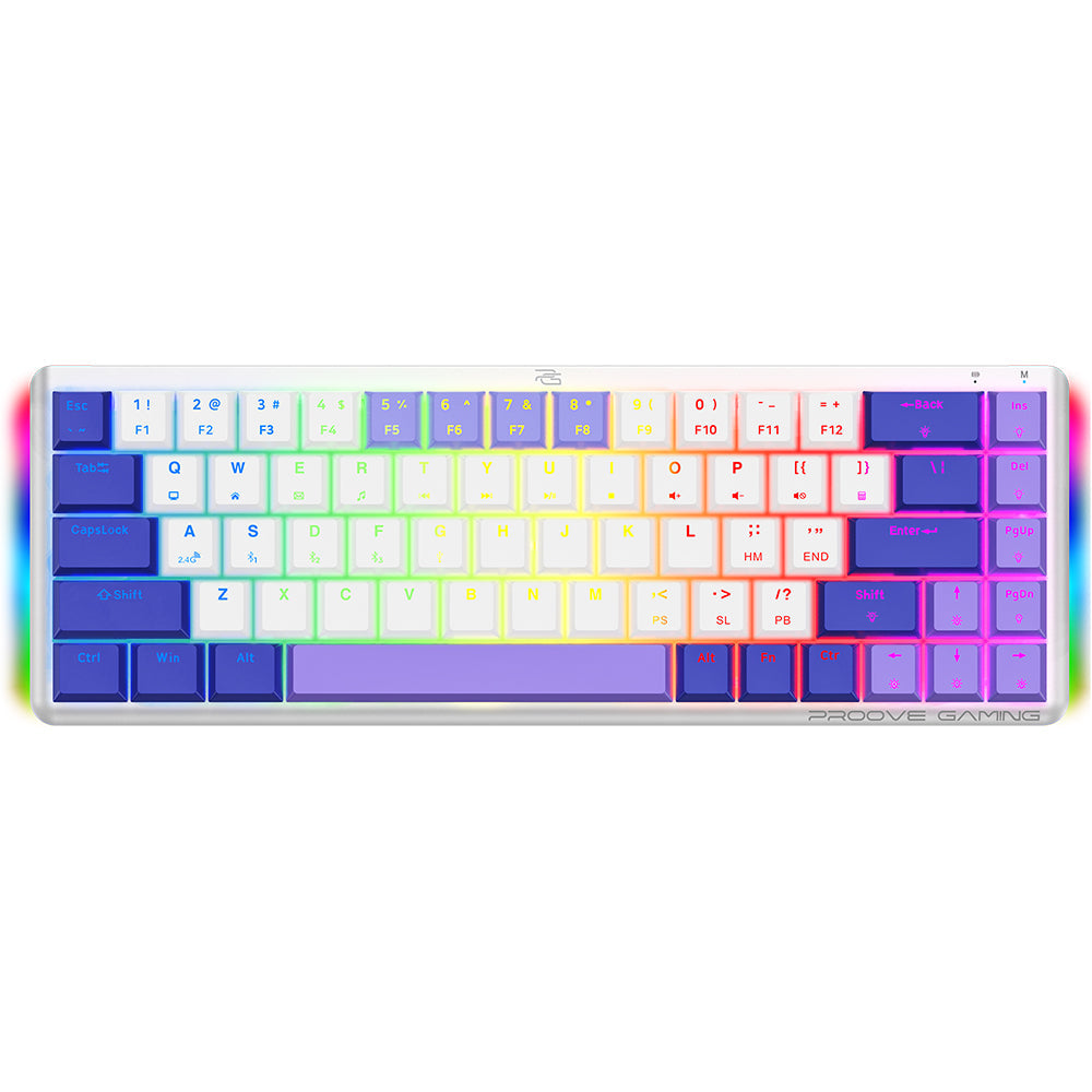 Proove - Wireless Gaming Keyboard AFK (WKAFKEN22001) - 2.4GHz, Bluetooth, RGB Backlighting, 68 Keys, 1500mAh, 1.5m - Black Glorio