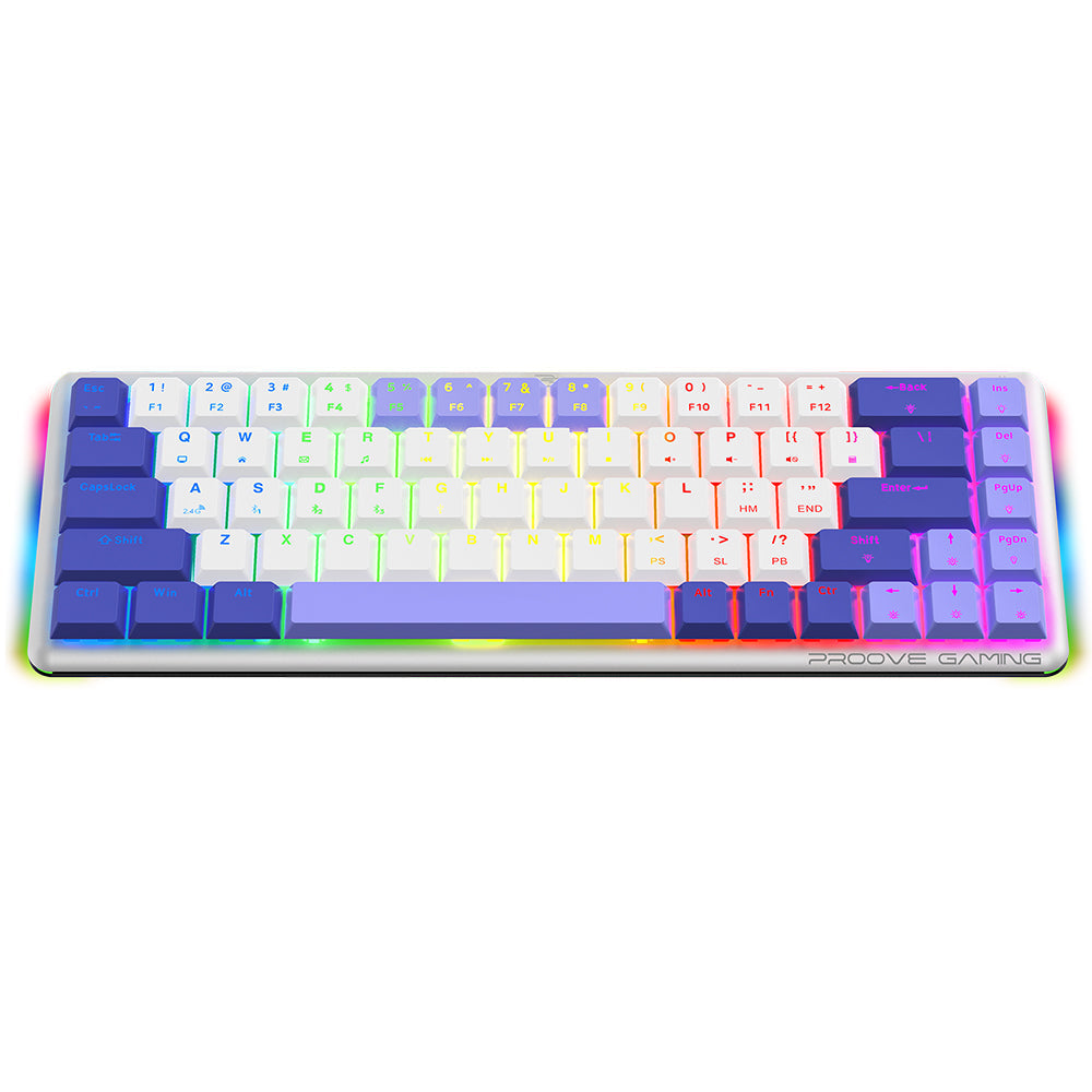 Proove - Wireless Gaming Keyboard AFK (WKAFKEN22001) - 2.4GHz, Bluetooth, RGB Backlighting, 68 Keys, 1500mAh, 1.5m - Black Glorio