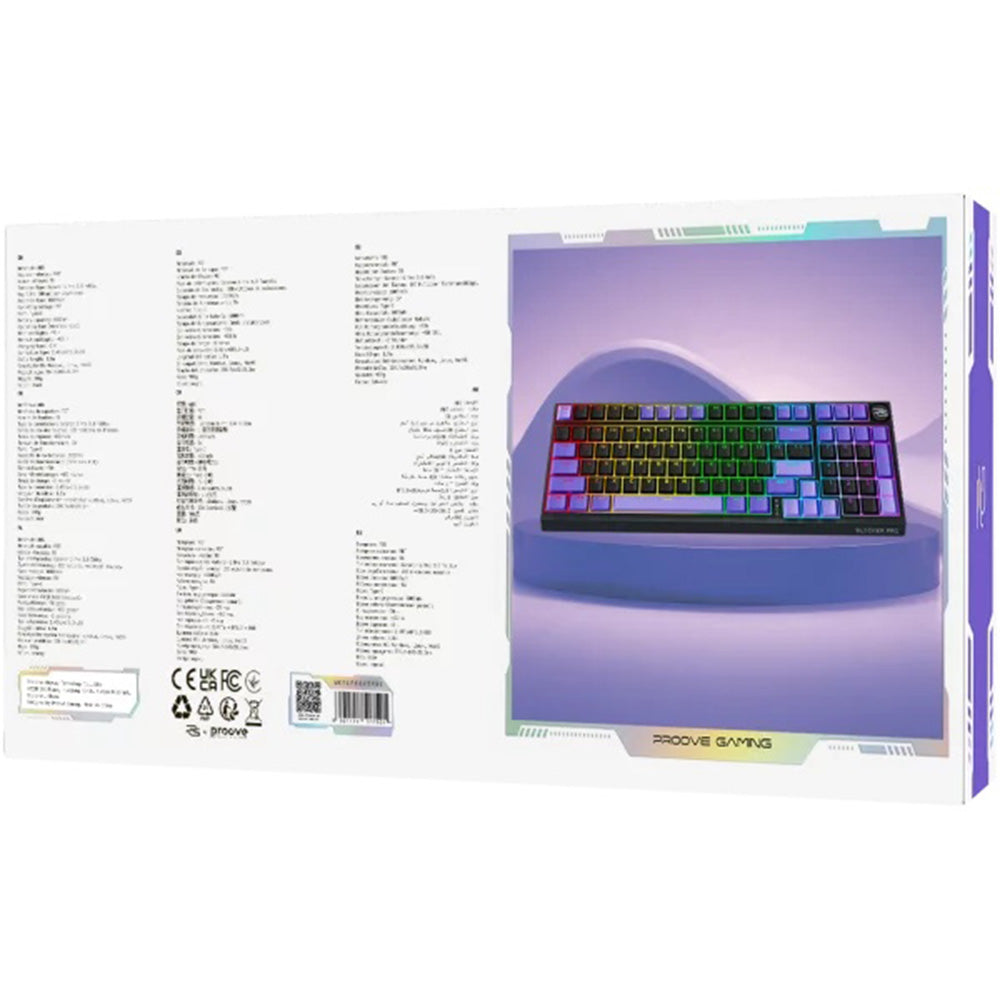 Proove - Wireless Gaming Keyboard Slicker Pro (WKSLPEN22416) - Mechanical, BT5.3, Type-C, RGB, 98 Keys, 6000mAh, 1.8m - Black Glorio