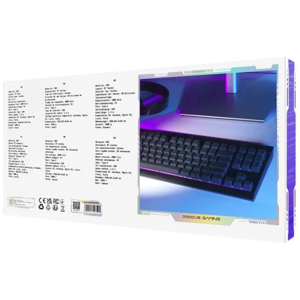 Proove - Wired Keyboard Sideswap (CKSIEN00022401) - Mechanical, RGB Backlighting, 87 Keys, Swappable Switches, 1.5m - Black Glorio