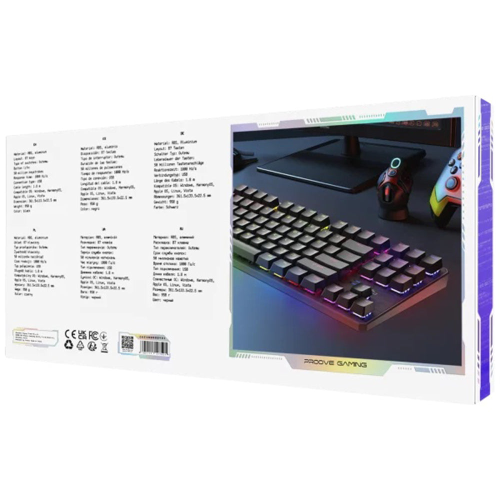 Proove - Wired Keyboard Everfrost (CKEVEN00000401) - Mechanical, RGB Backlighting, 87 Keys, Outemu Switches, 1.8m - Black Glorio