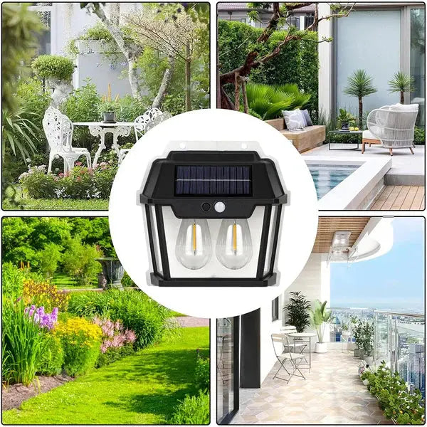 Lampa Solara De Perete Cu 2 Becuri LED, Cu Senzor de Miscare si Lumina, 3 Moduri de Iluminare, Rezistenta la Apa Doimeseriasi.ro
