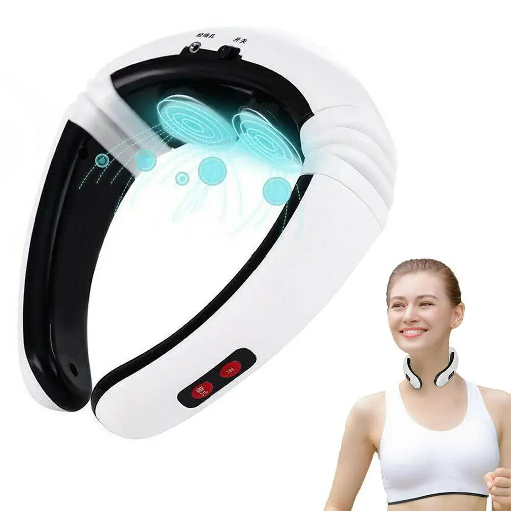 1+1 GRATIS: Aparat pentru masaj cervical NECK PRO cu impulsuri electromagnetice Doimeseriasi.ro