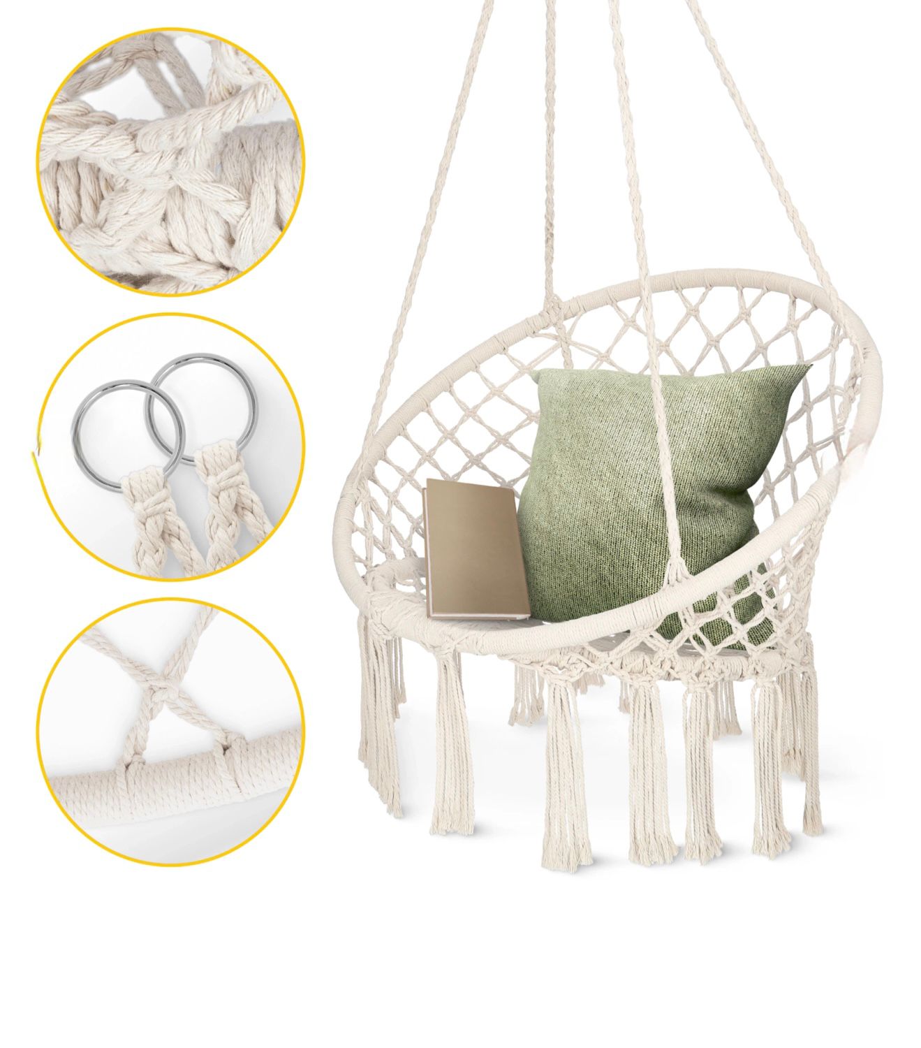 Leagan BOHO GARDEN 3+, Pentru Terasa și Gradina, Suport 125kg, Design Premium, Disponibil in Culori: Bej, Gri, Negru, Maro Neamtul.ro