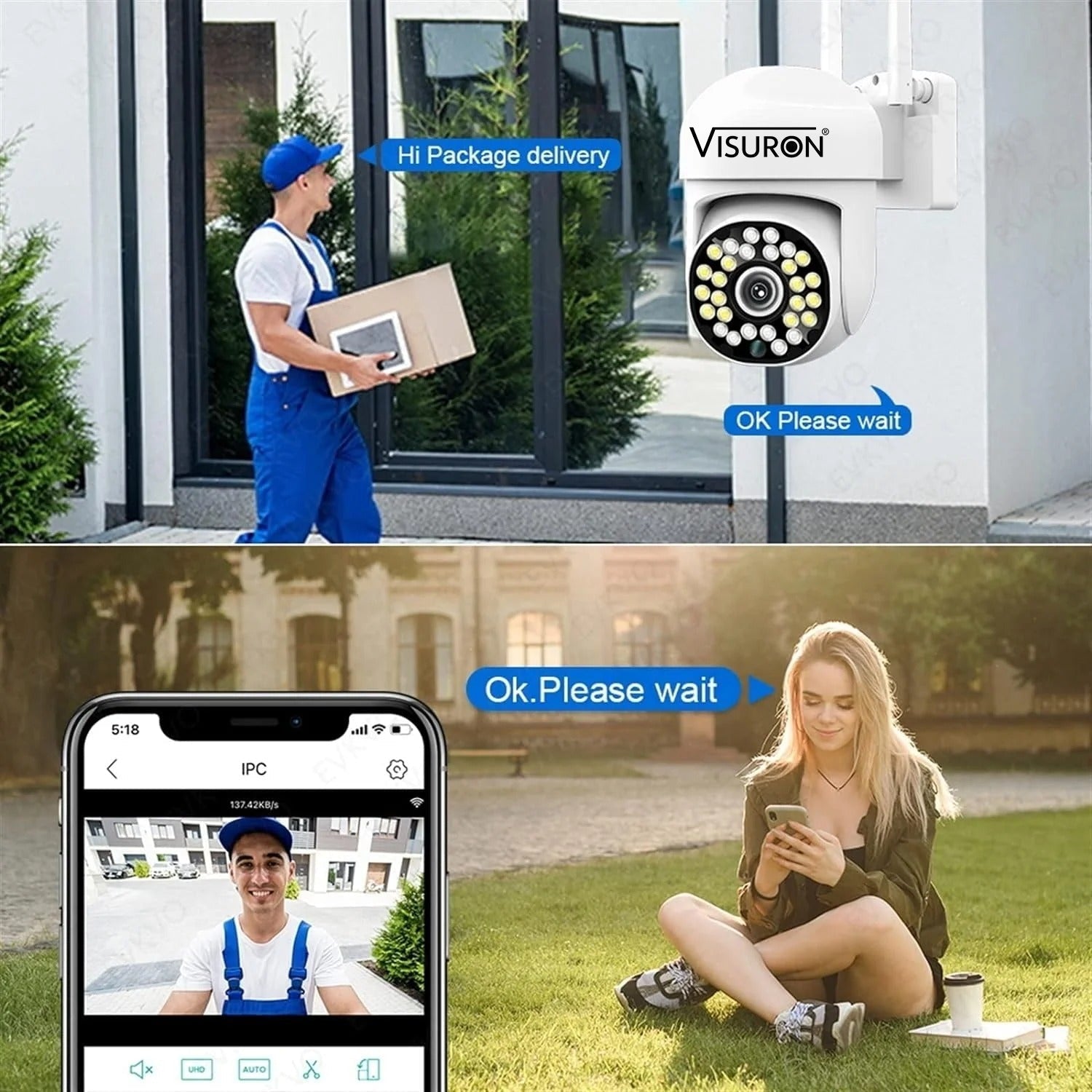 Cameră de Supraveghere Visuron® 3Mp de Exterior Wifi + Card 32GB Cadou Glorio